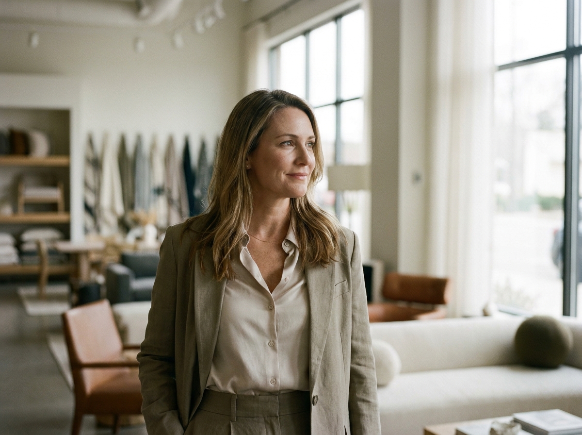 Retail leader in a modern showroom